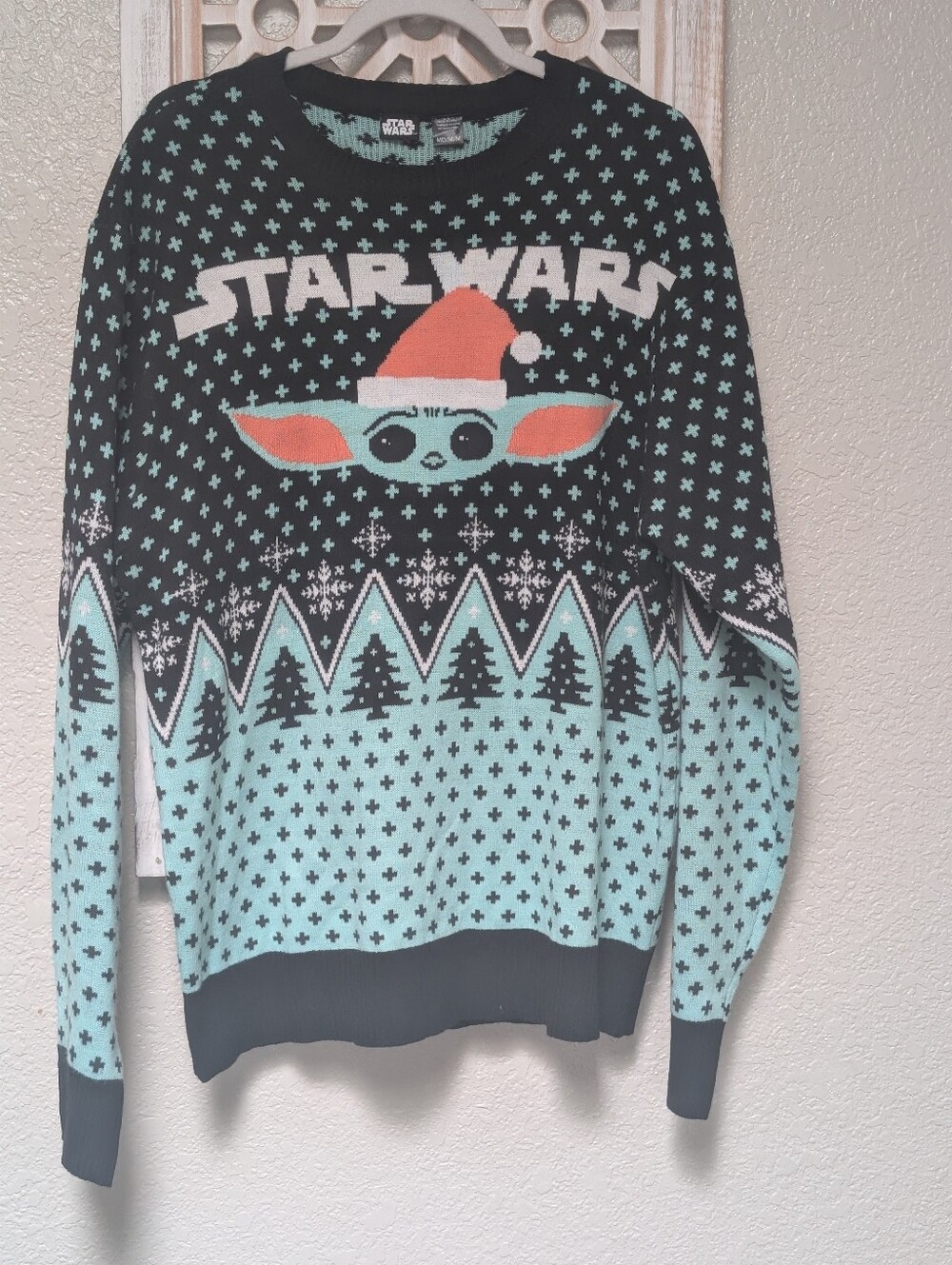 Star Wars Grogu Baby Yoda Ugly Christmas Sweater Mens Medium Black Holiday